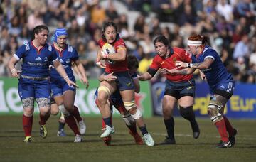 Imágenes de la semifinal del Campeonato de Europa de rugby femenino disputada en el Estadio Central de la Universidad Complutense entre la selección española, dirigida por José Antonio Barrio, y la selección rusa.