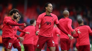 Soccer Football - Premier League - Liverpool v Manchester City - Anfield, Liverpool, Britain - October 16, 2022 Liverpool's Virgil van Dijk during the warm up before the match REUTERS/Phil Noble EDITORIAL USE ONLY. No use with unauthorized audio, video, data, fixture lists, club/league logos or 'live' services. Online in-match use limited to 75 images, no video emulation. No use in betting, games or single club /league/player publications.  Please contact your account representative for further details.