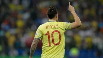 Sao Paulo. Junio 28 de 2019. En el estadio Arena Corinthians, la Selección Colombia empató 0 (4)-0 (5) con la selección de Chile por los cuartos de final de la Copa América Brasil 2019. En la foto: James Rodríguez. (Colprensa - Diego Pineda)