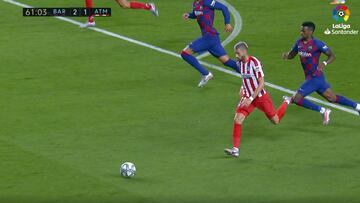 Semedo choca con Carrasco y provoca el tercer penalti