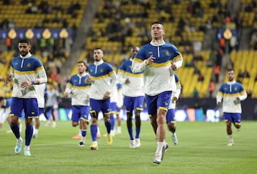 Cristiano Ronaldo en el calentamiento.