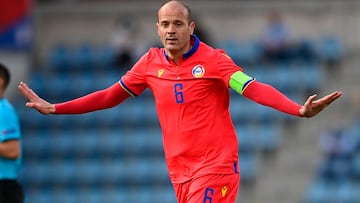 Ildefons Lima, durante uno de sus 134 partidos con la selecci車n absoluta de Andorra.