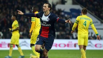 El delantero sueco, Zlatan Ibrahimovic, durante un partido en su etapa en el PSG.