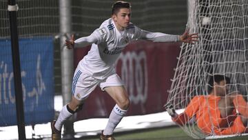 Fidalgo, celebrando su gol en el Alfredo Di St&eacute;fano.