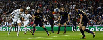 Cristiano hits the post.