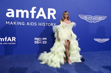 Heidi Klum durante la alfombra roja de la gala béfica amfAR celebrada en el Hotel du Cap-Eden-Roc.