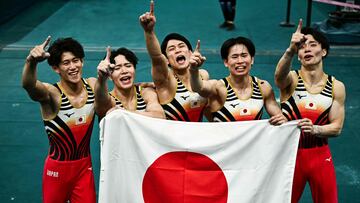 Los integrantes del equipos de Japón, oro por equipos en París 2024.