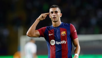 Soccer Football - LaLiga - FC Barcelona v Real Betis - Estadi Olimpic Lluis Companys, Barcelona, Spain - September 16, 2023 FC Barcelona's Ferran Torres celebrates scoring their third goal REUTERS/Albert Gea