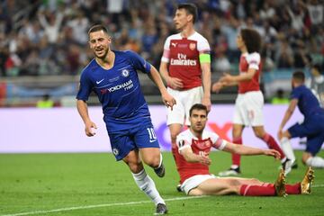 4-1. Eden Hazard celebr¨® el cuarto gol.