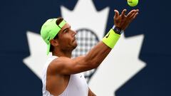 Rafa Nadal, durante un entrenamiento en Canad&aacute;.