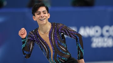 MILAN (Italy), 10/02/2026.- Donovan Carrillo of Mexico performs in the Men's Single Skating Short Program of the Figure Skating competitions at the Milano Cortina 2026 Winter Olympic Games, in Milan, Italy, 10 February 2026. (Italia) EFE/EPA/WU HAO