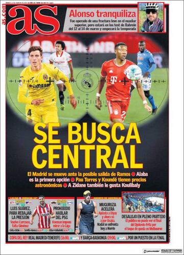 "Se busca central"... las portadas deportivas de hoy