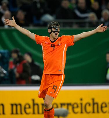 El delantero holandés Huntelaar en un partido amistoso de su selección ante Alemania (noviembre 2011).