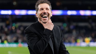 LONDON, ENGLAND - MARCH 18: Diego Simeone, Head Coach of Atletico de Madrid, reacts following the UEFA Champions League 2025/26 Round of 16 Second Leg match between Tottenham Hotspur FC and Atletico de Madrid at Tottenham Hotspur Stadium on March 18, 2026 in London, England. (Photo by Ryan Pierse - UEFA/UEFA via Getty Images)