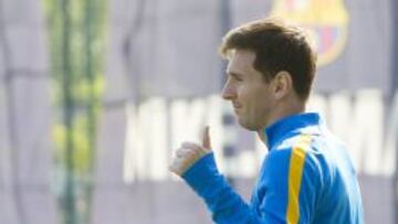 Messi, en el entrenamiento del Barcelona.