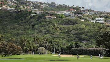 A general view of the second hole during a practice round prior to the Sony Open in Hawaii at Waialae Country Club.