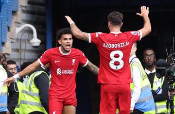 Luis Díaz celebra su gol ante Chelsea 
