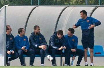 Sergi, Pep Guardiola, Tito Vilanova y Luis Enrique en el 2009.