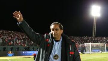 El t&eacute;cnico de River Plate Ram&oacute;n D&iacute;az celebra despu&eacute;s vencer a San Lorenzo de Almagro y ganar la Copa Campeonato 