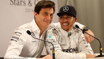 Toto Wolff y Lewis Hamilton.