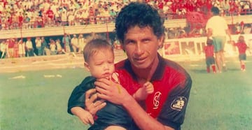 Foto de archivo: James padre e hijo