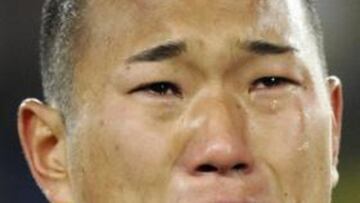 Algunos jugadores norceanos no pudieron contener las lágrimas durante la interpretación del himno nacional en el partido ante Brasil.