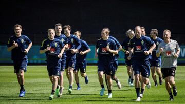 Los futbolistas suecos, entrenándose en Gotemburgo.
