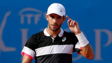 Nice (France), 22/07/2023.- Borna Coric of Croatia in action against Carlos Alcaraz of Spain during their match at the Hopman Cup tournament in Nice, France, 22 July 2023. (Tenis, Croacia, Francia, España, Niza) EFE/EPA/SEBASTIEN NOGIER
