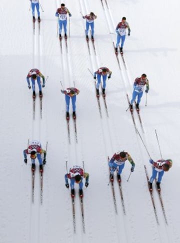 Prueba masculina de skiathlon.