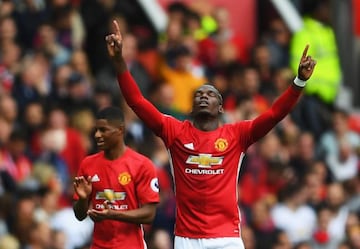 Pogba celebrates scoring United's fourth goal.