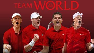 Kevin Anderson, John Isner, Milos Raonic y Denis Shapovalov, los cuatro tenistas confirmados en el equipo del resto del mundo que competir&aacute;n en la Laver Cup.