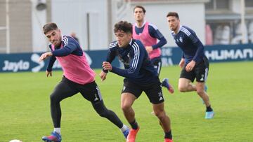 Los hombres de Arrasate durante el entrenamiento de esta mañana