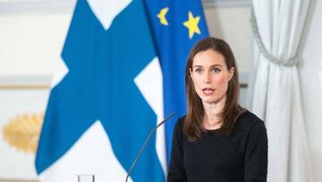 Finland's Prime Minister Sanna Marin speaks during a joint press conference with Austria's Chancellor in Vienna on February 17, 2023.