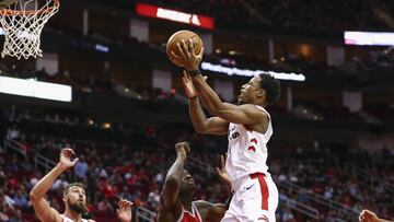 Nov 14, 2017; Houston, TX, USA; Toronto Raptors guard DeMar DeRozan (10) shoots the ball during the third quarter against the Houston Rockets at Toyota Center. Mandatory Credit: Troy Taormina-USA TODAY Sports