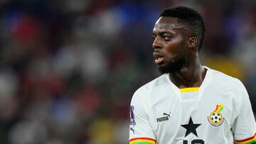 Iñaki Williams Centre-Forward of Ghana and Athletic Bilbao during the FIFA World Cup Qatar 2022 Group H match between Portugal and Ghana at Stadium 974 on November 24, 2022 in Doha, Qatar. (Photo by Jose Breton/Pics Action/NurPhoto via Getty Images)