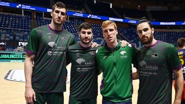 Rubén Guerrero, Darío Brizuela, Alberto Díaz y Francis Alonso, jugadores del Unicaja y de la Selección, posan para AS en el pabellón Martín Carpena de Málaga.