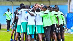 Jugadores de la Selección Senegal Sub 20 durante un entrenamiento previo al debut en Argentina.