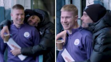 El gesto en broma de De Bruyne a Pep Guardiola que es tendencia