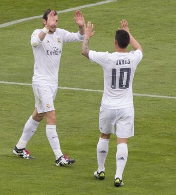 James celebrates Bale's goal