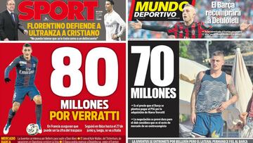 Portadas de 'Sport' y 'Mundo Deportivo' del martes, 20 de junio de 2017.