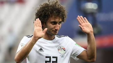 Amr Warda, en un partido con la selección de Egipto.