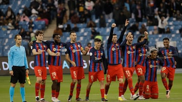 El Barça, en la tanda de penaltis en Riad.