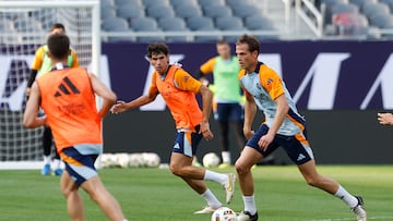 Vallejo, durante el entrenamiento del Real Madrid.