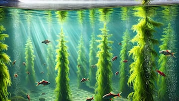 Christmas trees in lake AI image