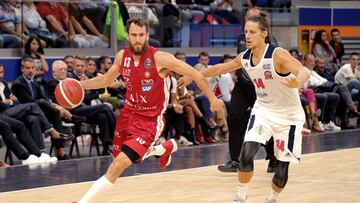 Sergio Rodríguez, durante un partido benéfico del Armani Milán, equipo de la Liga italiana de baloncesto