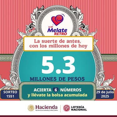 Resultados Melate Retro: números que cayeron hoy y premios del sorteo 1551 | 29 de julio del 2025