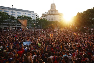 El Barcelona celebra la consecuci¨®n del triplete nacional (Supercopa de Espa?a, Copa del Rey y LaLiga).
