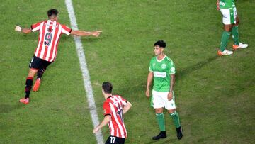 Futbol, Estudiantes de la Plata vs Audax Italiano.
Copa Libertadores 2022.
El jugador de Estudiantes de la Plata Leandro Diaz, celebra su gol contra Audax Italiano durante el partido de vuelta de la fase dos de la Copa Libertadores realizado en el esta