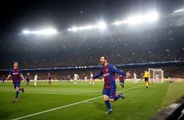 1-0. Messi celebr¨® el primer gol.