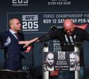 Mayhem at UFC 205 press conference as McGregor robs Alvarez belt